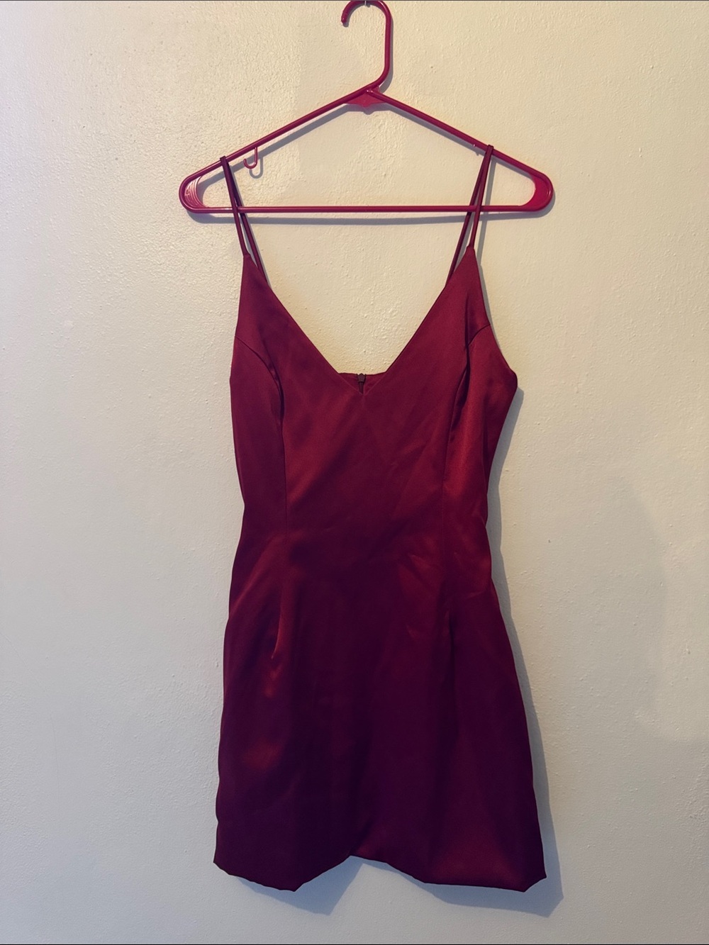 Women's Burgundy Mini Dress with Spaghetti Straps